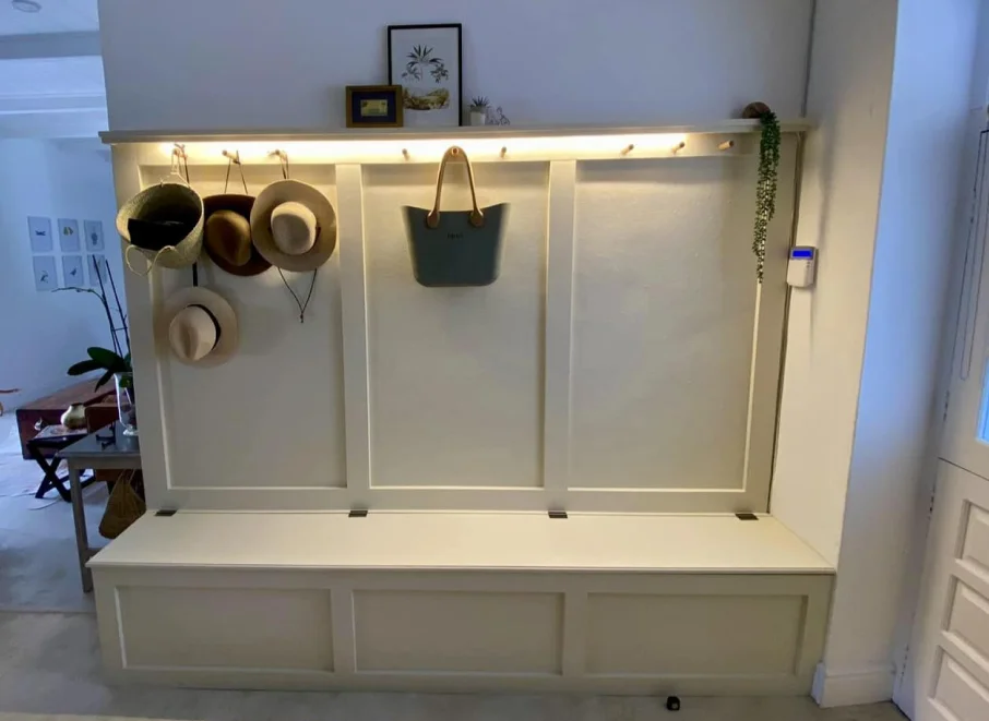 Interior home improvements in the Northshore Louisiana including trim, shelving, and lighting upgrades