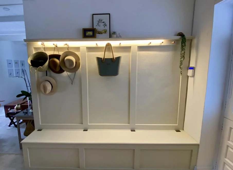 Interior home improvements in the Northshore Louisiana including trim, shelving, and lighting upgrades